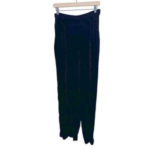 Ann Taylor Wide Leg Velvet Pants, Black, Side Zip, Size 10